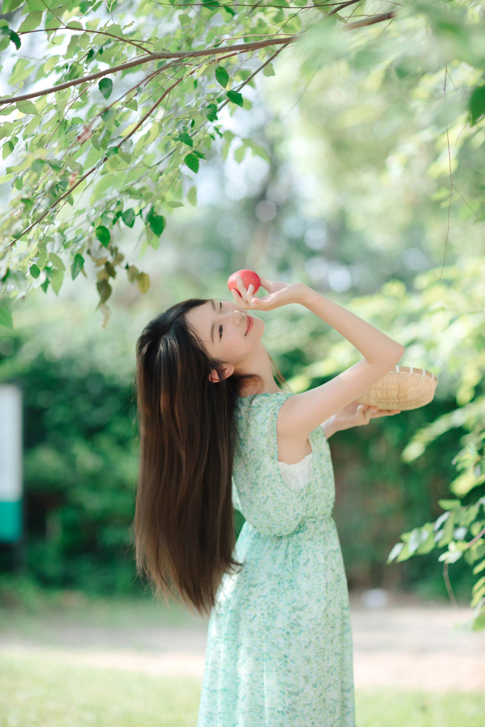 艺图语Minejoin《清新夏日》苹果果园绿裙写真 艺图语Minejoin《清新夏日》苹果果园绿裙写真